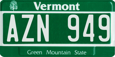 VT license plate AZN949