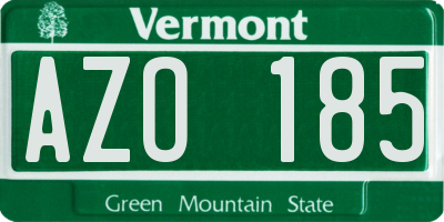 VT license plate AZO185
