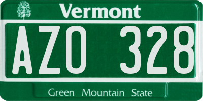 VT license plate AZO328