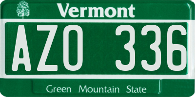 VT license plate AZO336