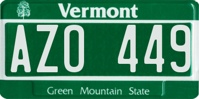 VT license plate AZO449