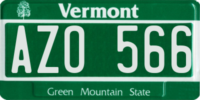 VT license plate AZO566