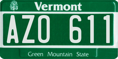 VT license plate AZO611