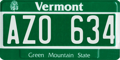 VT license plate AZO634