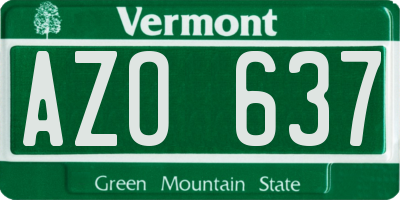 VT license plate AZO637