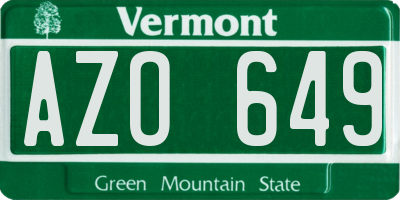 VT license plate AZO649