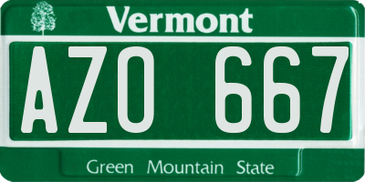 VT license plate AZO667