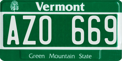 VT license plate AZO669