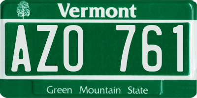 VT license plate AZO761
