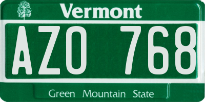 VT license plate AZO768