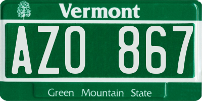 VT license plate AZO867