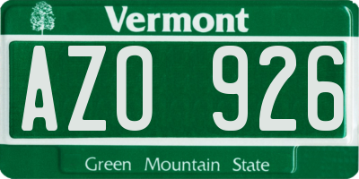 VT license plate AZO926