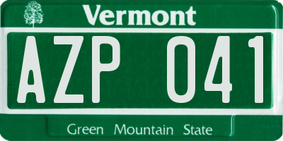 VT license plate AZP041