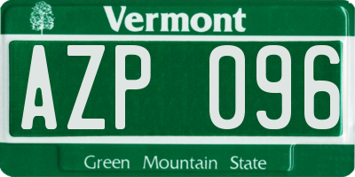 VT license plate AZP096
