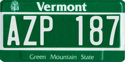 VT license plate AZP187