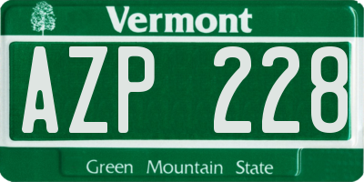 VT license plate AZP228