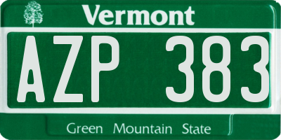 VT license plate AZP383
