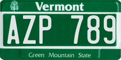 VT license plate AZP789