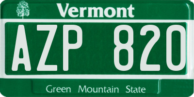 VT license plate AZP820