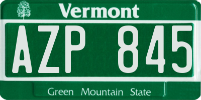 VT license plate AZP845