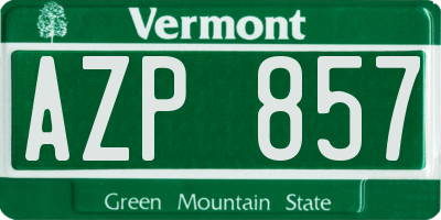VT license plate AZP857