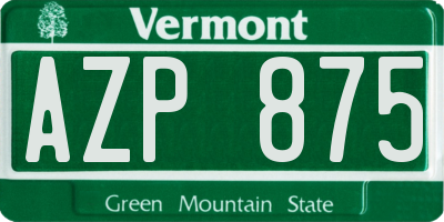 VT license plate AZP875