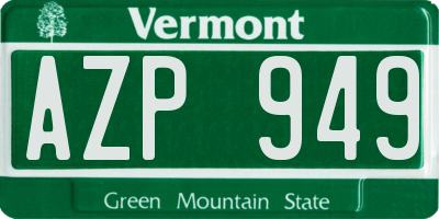 VT license plate AZP949