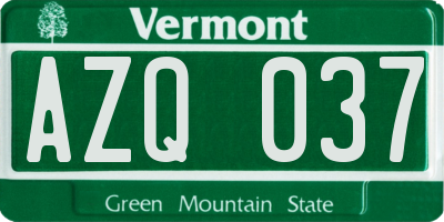 VT license plate AZQ037