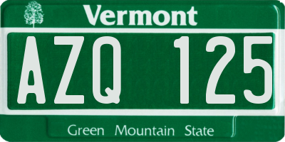 VT license plate AZQ125