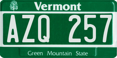 VT license plate AZQ257