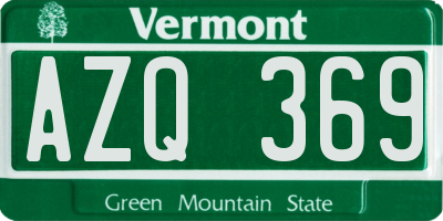 VT license plate AZQ369