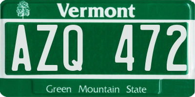 VT license plate AZQ472