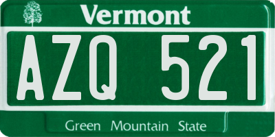 VT license plate AZQ521