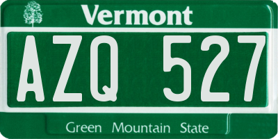 VT license plate AZQ527