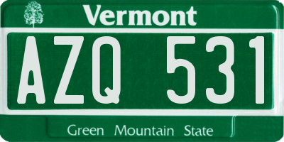 VT license plate AZQ531