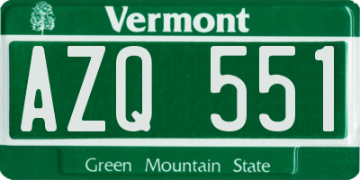 VT license plate AZQ551