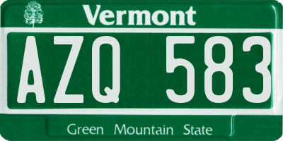 VT license plate AZQ583