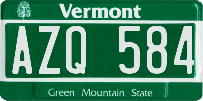 VT license plate AZQ584