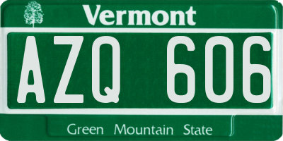VT license plate AZQ606
