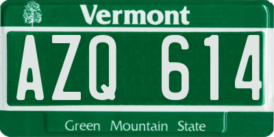 VT license plate AZQ614
