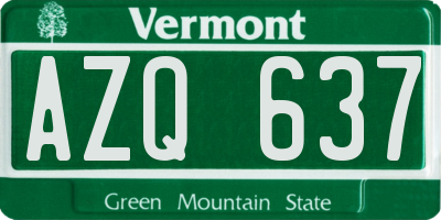 VT license plate AZQ637