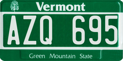 VT license plate AZQ695