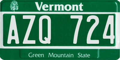 VT license plate AZQ724