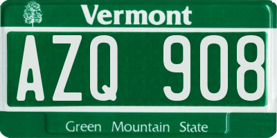 VT license plate AZQ908