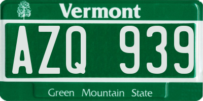 VT license plate AZQ939