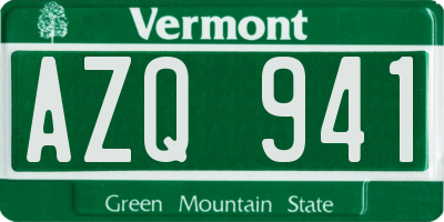 VT license plate AZQ941