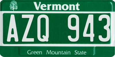 VT license plate AZQ943