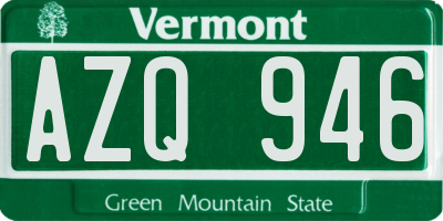 VT license plate AZQ946