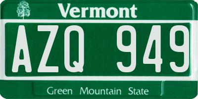 VT license plate AZQ949