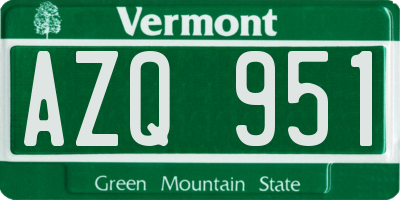 VT license plate AZQ951